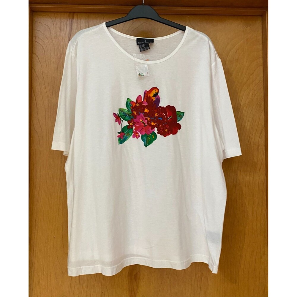 Carole Little Women's Crew Neck Cotton T-shirt Short Slv Basic Soft Stretch 3X
